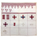 c. 1900 Dutch Darning Sampler: Blue and Red, Alphabet and Numbers