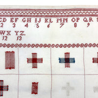 c. 1900 Dutch Darning Sampler: Blue and Red, Alphabet and Numbers