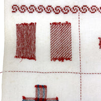 c. 1900 Dutch Darning Sampler: Blue and Red, Alphabet and Numbers