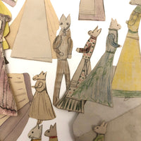 Extensive Set of Marvelous Handmade Rabbit Paper Dolls with Many Many Outfits!