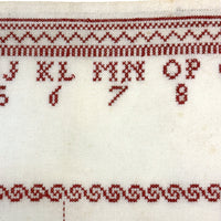 c. 1900 Dutch Darning Sampler: Blue and Red, Alphabet and Numbers