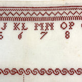 c. 1900 Dutch Darning Sampler: Blue and Red, Alphabet and Numbers