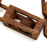 Ball in Cage on Chain, Old Folk Art Whimsy Carving