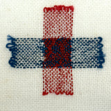 c. 1900 Dutch Darning Sampler: Blue and Red, Alphabet and Numbers