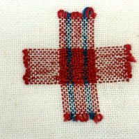c. 1900 Dutch Darning Sampler: Blue and Red, Alphabet and Numbers