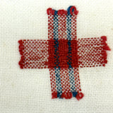 c. 1900 Dutch Darning Sampler: Blue and Red, Alphabet and Numbers