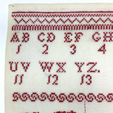 c. 1900 Dutch Darning Sampler: Blue and Red, Alphabet and Numbers