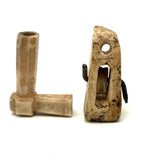 (Turning the Corner and Waving) Pair of Antique Inuit Carved Bone Objects