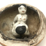 Erotic Fruit! C. Early 20th C.Asian Porcelain Orange Box with Lovers Inside