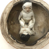 Erotic Fruit! C. Early 20th C.Asian Porcelain Orange Box with Lovers Inside