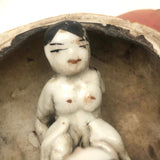 Erotic Fruit! C. Early 20th C.Asian Porcelain Orange Box with Lovers Inside
