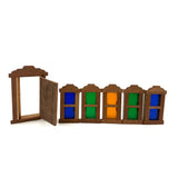 Very Scarce c. 1870s-80s E.U. Kinsey Building Blocks Set with Stained Glass Window Frames