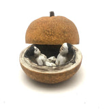 Erotic Fruit! C. Early 20th C.Asian Porcelain Orange Box with Lovers Inside