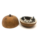 Erotic Fruit! C. Early 20th C.Asian Porcelain Orange Box with Lovers Inside