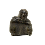 Woman with Long Braids, Vintage Inuit Carved Soapstone Figure, Signed in Syllabics