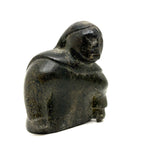 Woman with Long Braids, Vintage Inuit Carved Soapstone Figure, Signed in Syllabics