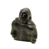 Woman with Long Braids, Vintage Inuit Carved Soapstone Figure, Signed in Syllabics