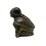 Woman with Long Braids, Vintage Inuit Carved Soapstone Figure, Signed in Syllabics