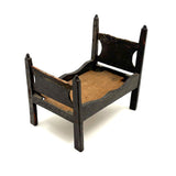 Very Tender c. Mid 19th Century Hand-carved Doll Bed in Beautiful Old Blue-Gray Paint