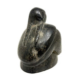 Woman with Long Braids, Vintage Inuit Carved Soapstone Figure, Signed in Syllabics