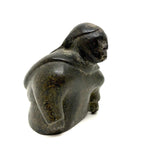 Woman with Long Braids, Vintage Inuit Carved Soapstone Figure, Signed in Syllabics