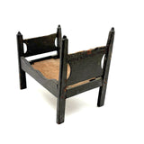 Very Tender c. Mid 19th Century Hand-carved Doll Bed in Beautiful Old Blue-Gray Paint