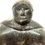 Woman with Long Braids, Vintage Inuit Carved Soapstone Figure, Signed in Syllabics