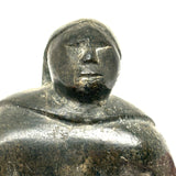 Woman with Long Braids, Vintage Inuit Carved Soapstone Figure, Signed in Syllabics