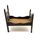 Very Tender c. Mid 19th Century Hand-carved Doll Bed in Beautiful Old Blue-Gray Paint