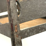 Very Tender c. Mid 19th Century Hand-carved Doll Bed in Beautiful Old Blue-Gray Paint