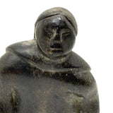 Woman with Long Braids, Vintage Inuit Carved Soapstone Figure, Signed in Syllabics