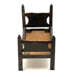 Very Tender c. Mid 19th Century Hand-carved Doll Bed in Beautiful Old Blue-Gray Paint