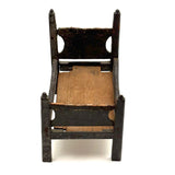Very Tender c. Mid 19th Century Hand-carved Doll Bed in Beautiful Old Blue-Gray Paint