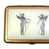 Wings and Strings, Striking Art Deco Etched and Gilded Cigarette Case