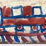 Willie Jinks c. 1980s Painting of House, Man and Bird on Found Chipboard