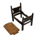 Very Tender c. Mid 19th Century Hand-carved Doll Bed in Beautiful Old Blue-Gray Paint