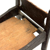 Very Tender c. Mid 19th Century Hand-carved Doll Bed in Beautiful Old Blue-Gray Paint
