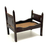 Very Tender c. Mid 19th Century Hand-carved Doll Bed in Beautiful Old Blue-Gray Paint