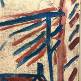 Willie Jinks c. 1980s Painting of House, Man and Bird on Found Chipboard