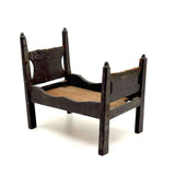 Very Tender c. Mid 19th Century Hand-carved Doll Bed in Beautiful Old Blue-Gray Paint