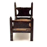 Very Tender c. Mid 19th Century Hand-carved Doll Bed in Beautiful Old Blue-Gray Paint