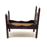 Very Tender c. Mid 19th Century Hand-carved Doll Bed in Beautiful Old Blue-Gray Paint