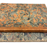 Pair of Very Lovely 19th Century Hand-marbled Ledgers, One with Alphabet Tabs, One Largely Blank