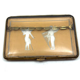 Wings and Strings, Striking Art Deco Etched and Gilded Cigarette Case