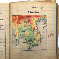 1930s-1960s French School Notebooks with Maps, Drawings, Penmanship - Lot of Three