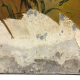 Willie Jinks c. 1980s Painting of House, Man and Bird on Found Chipboard