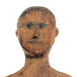 Antique Carved Jig Figure with Wonderful Graphite Drawn Face, Never Any Arms, and Dainty Boots!