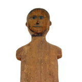 Antique Carved Jig Figure with Wonderful Graphite Drawn Face, Never Any Arms, and Dainty Boots!