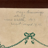 Mouse, Cat, Squirrel: Wonderful 1907 D.B Webber Ink Drawing on Back of Sketchbook Cover