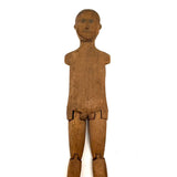 Antique Carved Jig Figure with Wonderful Graphite Drawn Face, Never Any Arms, and Dainty Boots!